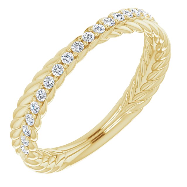Rope Pattern Round Diamond Wedding Band Criss Cross Ring-VIRABYANI